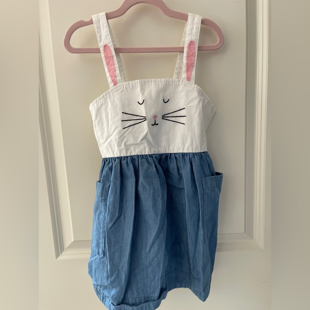 Kids Blue and White Bunny Dress for Easter Sunday